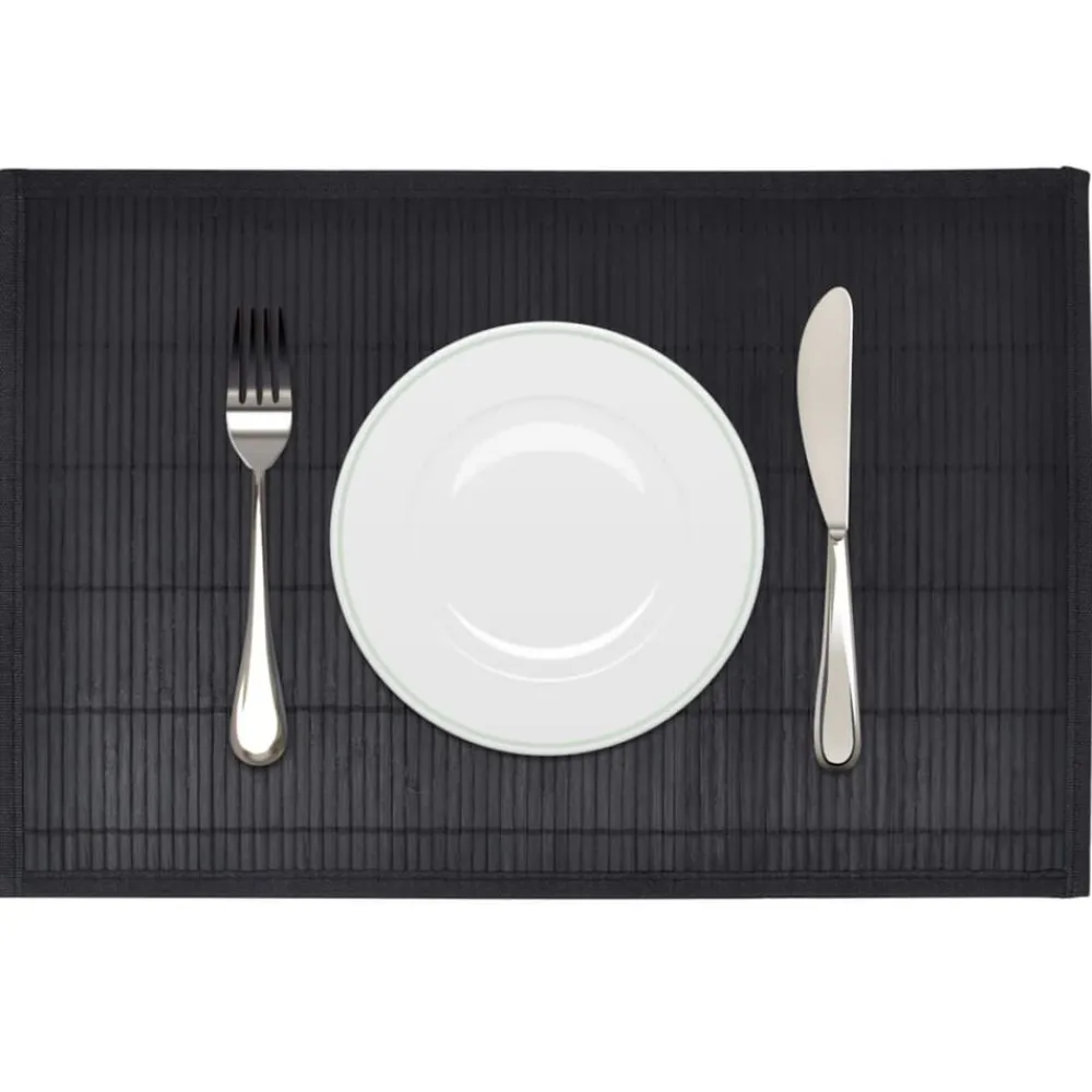 Linnengoed*vidaXL 6 Placemats bamboe 30 x 45 cm Zwart