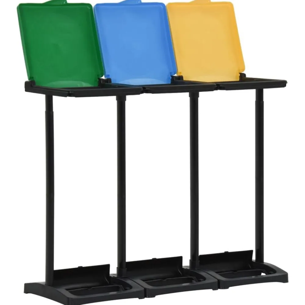 340989 Afvalzakstandaards met deksel 240-330 L PP meerkleurig>vidaXL