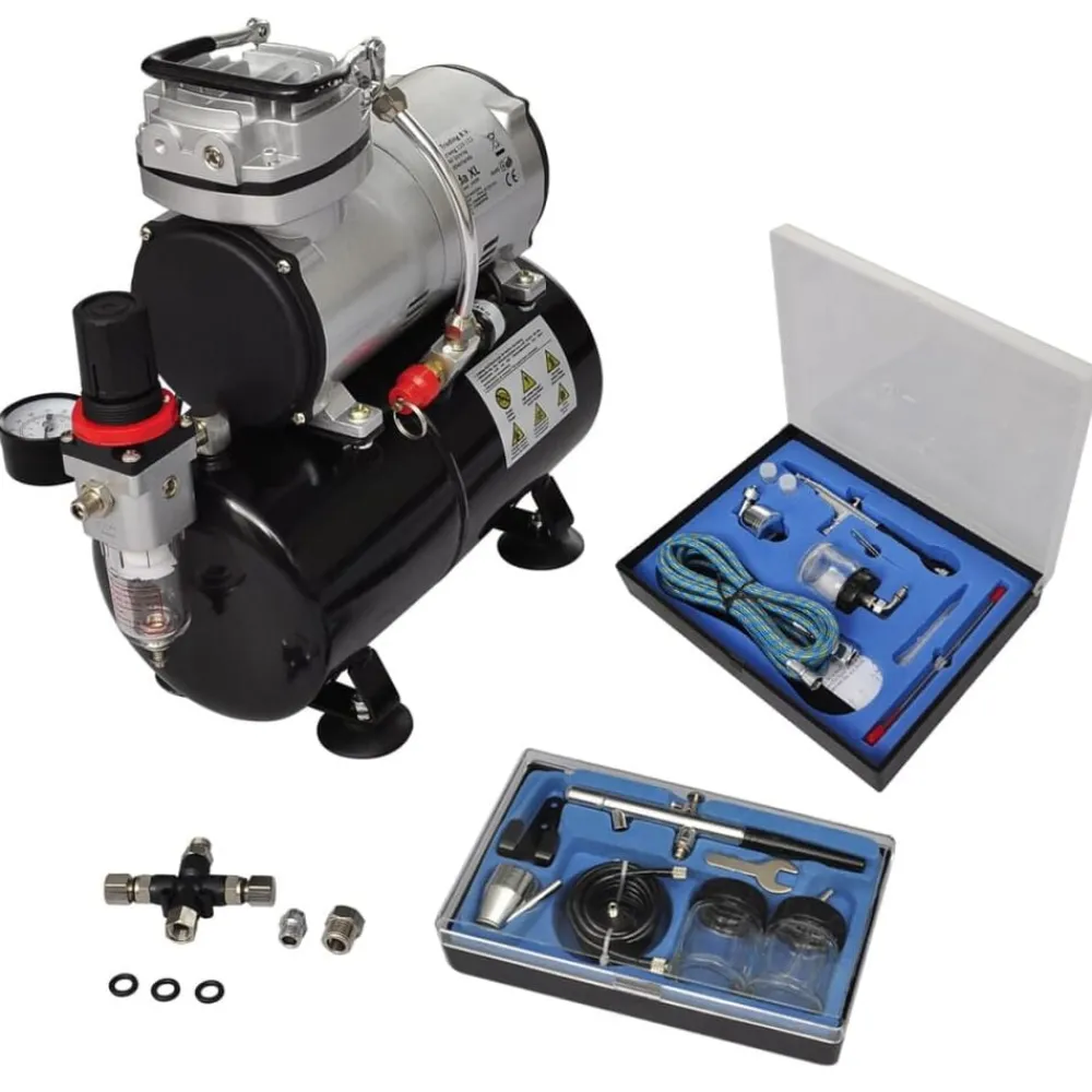 Airbrush Compressorset met 2 pistolen>vidaXL New