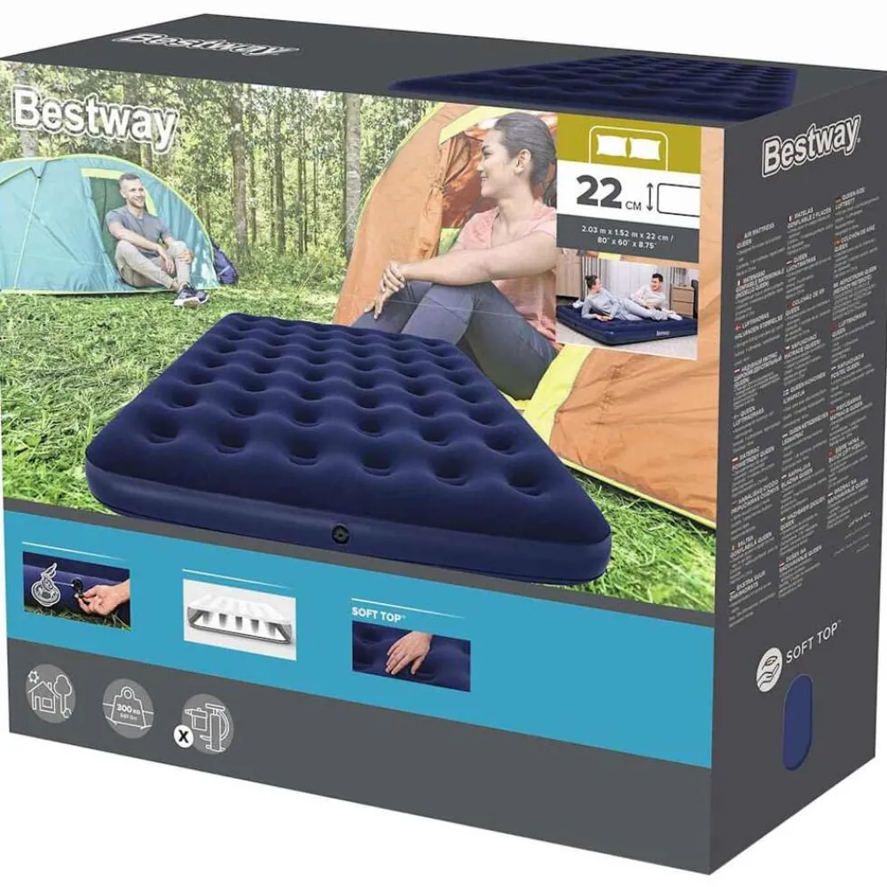 Buitensport*vidaXL Best Way Luchtbed Blauw 203 x 152 x 22 cm PVC