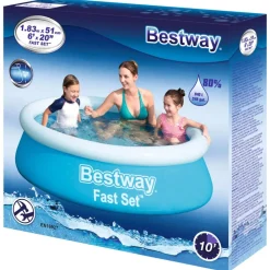 Bestway Fast Set Zwembad opblaasbaar rond 183x51 cm blauw><noscript><img width=