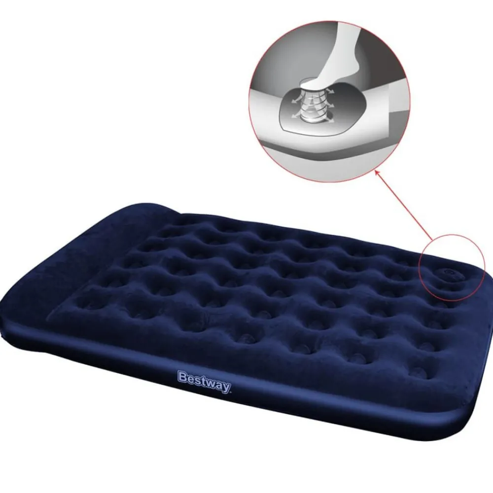 Buitensport*vidaXL Bestway Luchtbed met ingebouwde voetpomp 203x152x28 cm