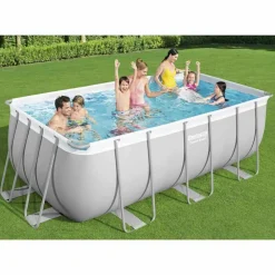Zwembaden & Spa'S*vidaXL Bestway Power Steel Zwembadset rechthoekig 412x201x122 cm
