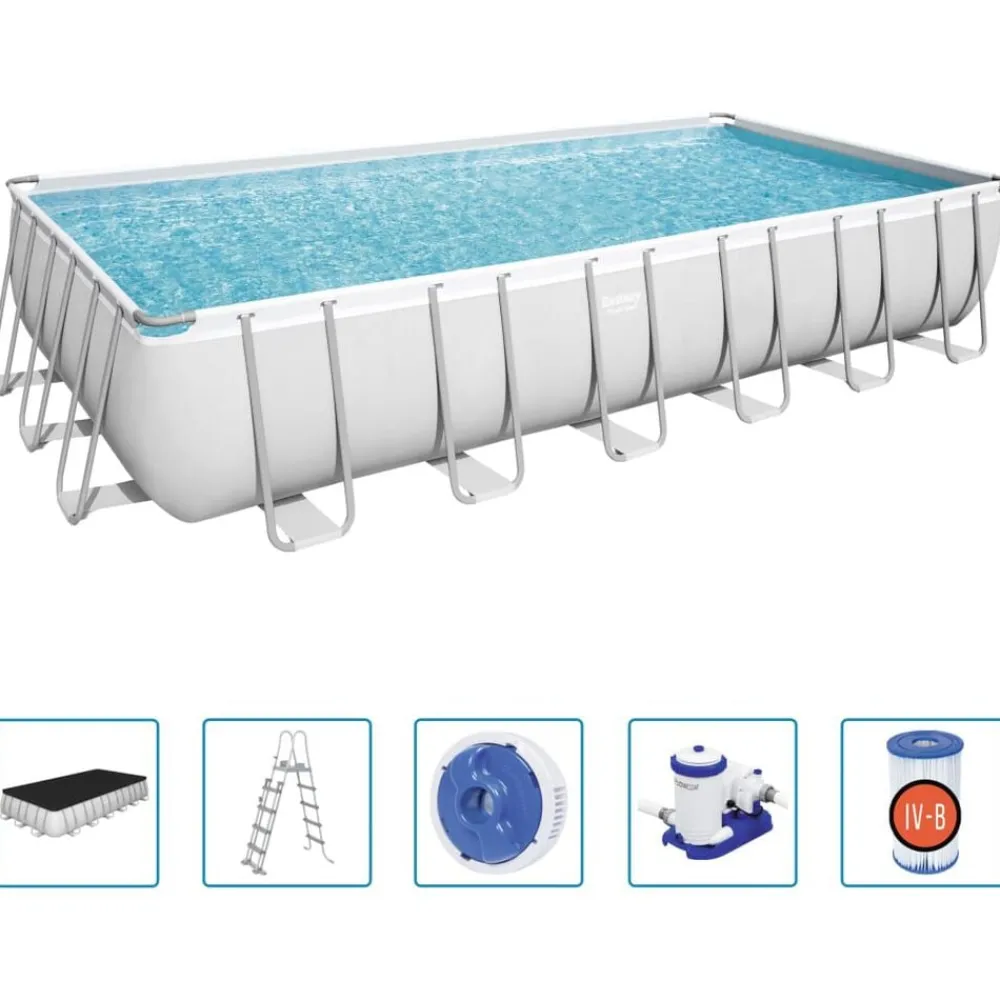 Zwembaden & Spa'S*vidaXL Bestway Power Steel Zwembadset rechthoekig 732x366x132 cm