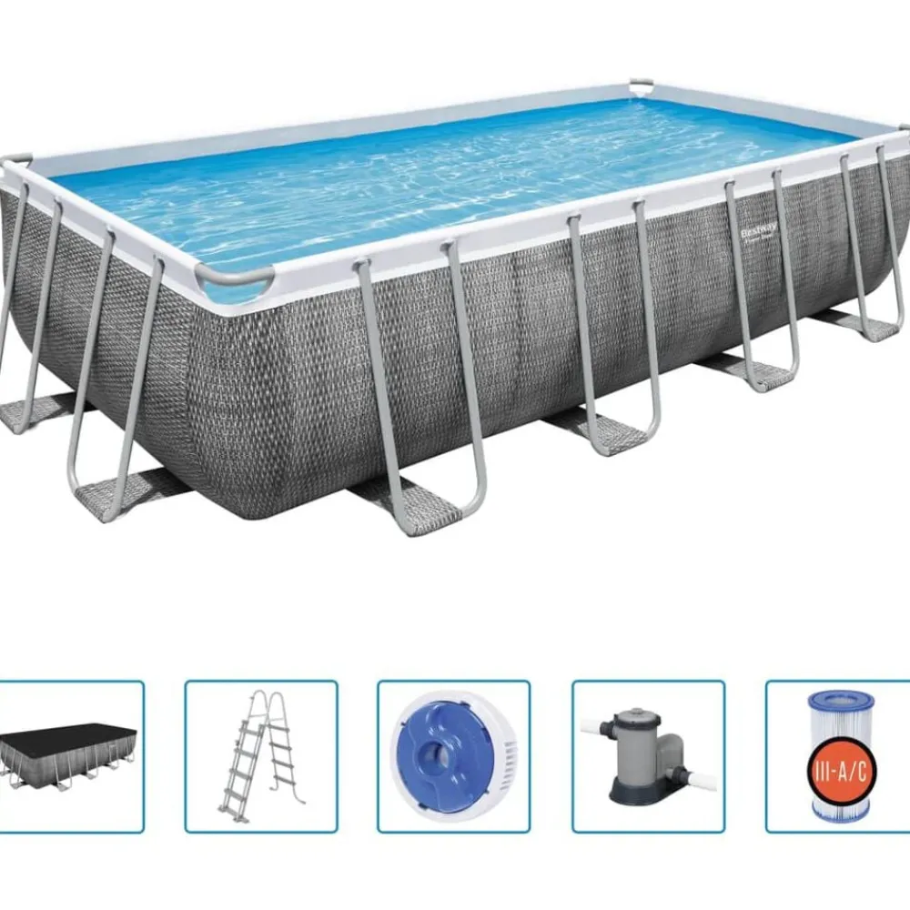 Zwembaden & Spa'S*vidaXL Bestway Power Steel Zwembadset rechthoekig 549x274x122 cm