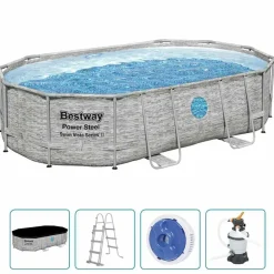 Bestway Power Steel Zwembadset ovaal 488x305x107 cm>vidaXL Hot