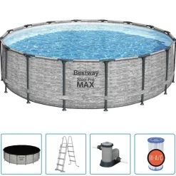 Zwembaden & Spa'S*vidaXL Bestway Power Steel Zwembad rond 488x122 cm