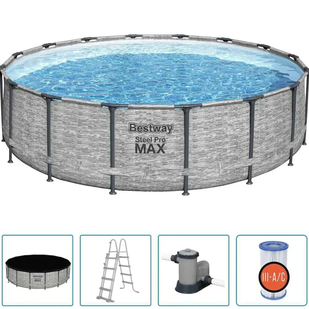 Zwembaden & Spa'S*vidaXL Bestway Power Steel Zwembad rond 488x122 cm