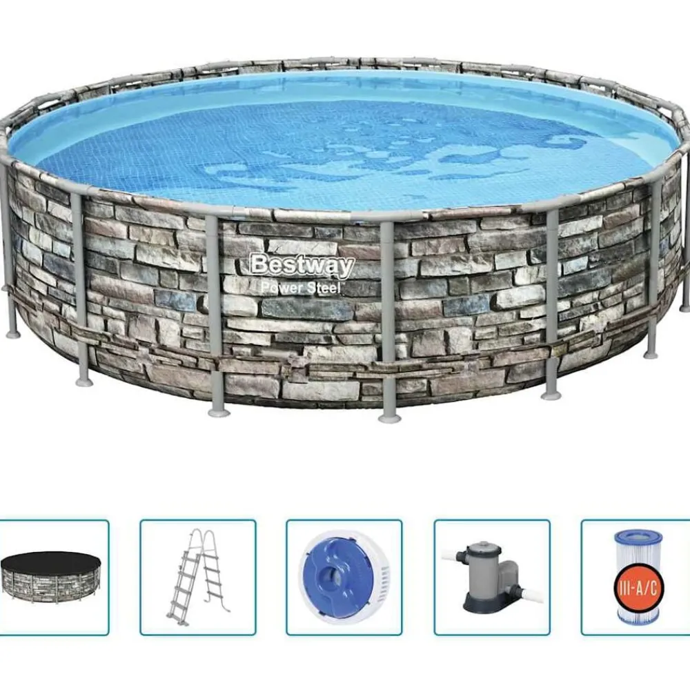 Zwembaden & Spa'S*vidaXL Bestway Power Steel Zwembadset 488x122 cm