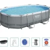 Zwembaden & Spa'S*vidaXL Bestway Power Steel Zwembadset ovaal 488x305x107 cm