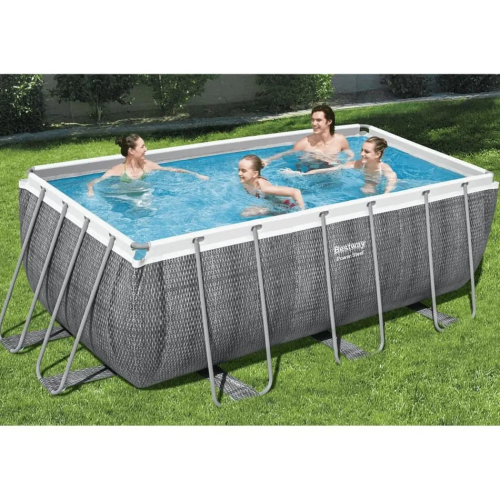 Bestway Power Steel Zwembadset rechthoekig 412x201x122 cm>vidaXL Online