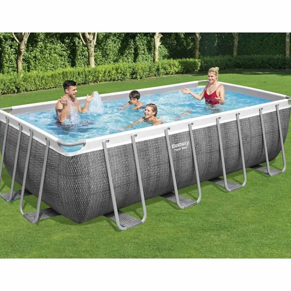Zwembaden & Spa'S*vidaXL Bestway Power Steel Zwembadset rechthoekig 488x244x122 cm