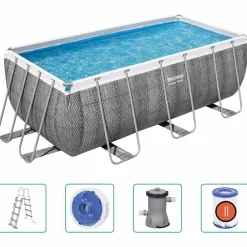 Bestway Zwembadset Power Steel rechthoekig 412x201x122 cm>vidaXL Clearance