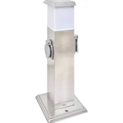 Buitenstopcontact op zuil met lamp (roestvrij staal)>vidaXL Clearance