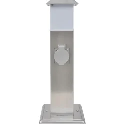 Buitenstopcontact op zuil met lamp (roestvrij staal)>vidaXL Clearance
