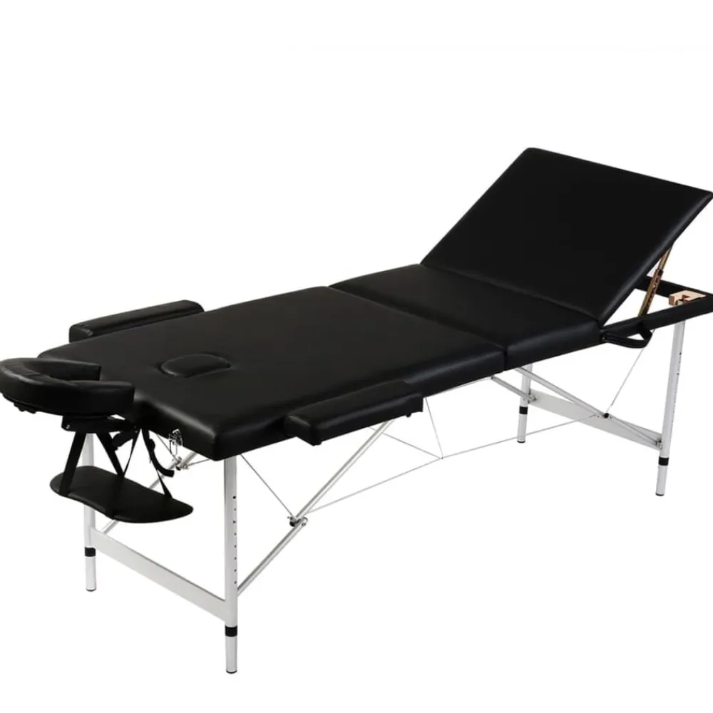 Uiterlijk & Gezondheid*vidaXL Inklapbare massagetafel 3 zones met aluminium frame Zwart
