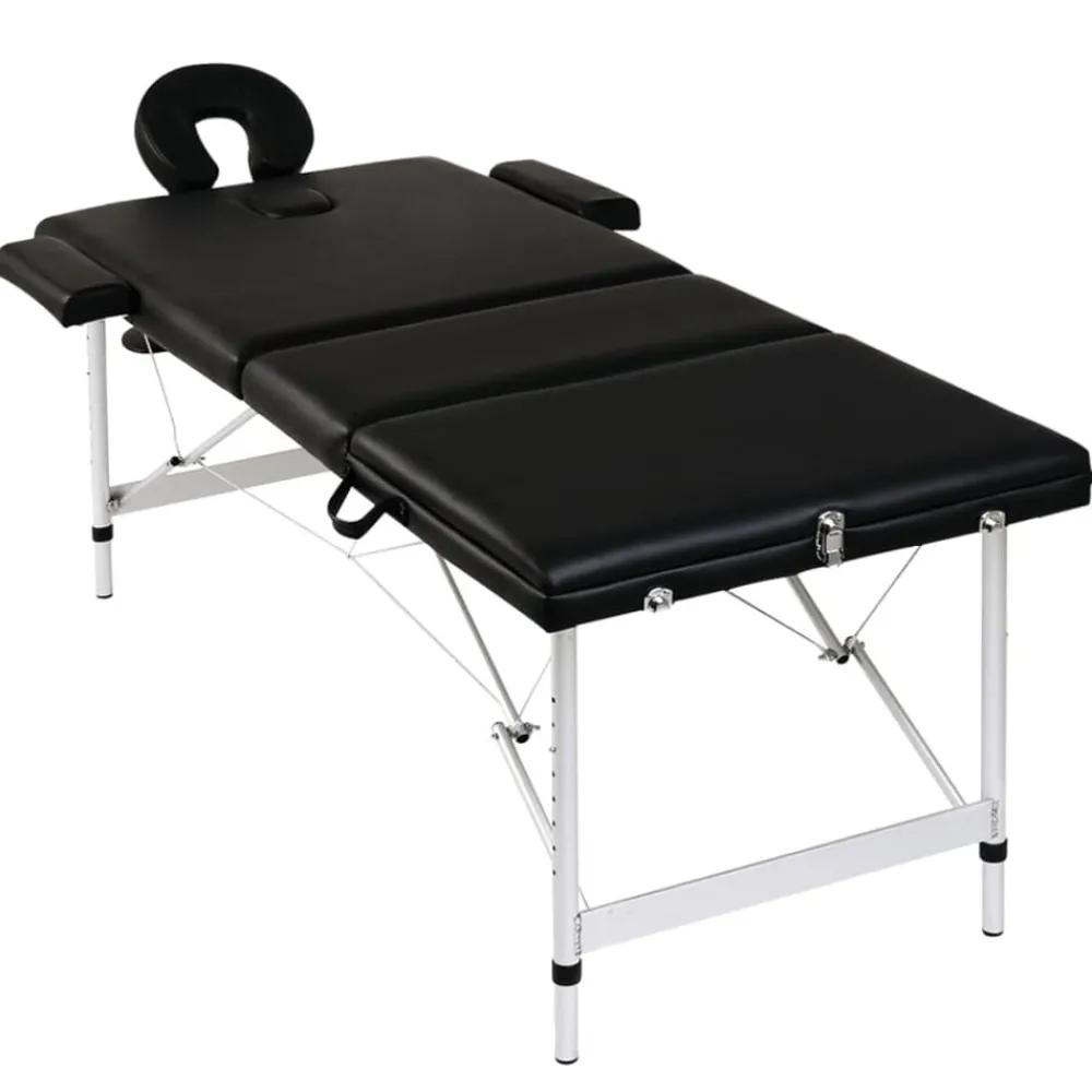 Uiterlijk & Gezondheid*vidaXL Inklapbare massagetafel 3 zones met aluminium frame Zwart