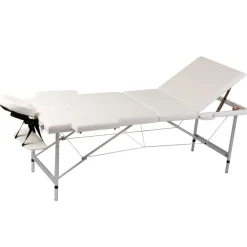 Uiterlijk & Gezondheid*vidaXL Inklapbare massagetafel 3 zones met aluminium frame (creme) Cr&egrave;mewit