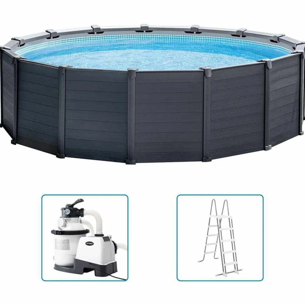 Zwembaden & Spa'S*vidaXL INTEX Zwembadset Graphite Gray Panel bovengronds 478x124 cm