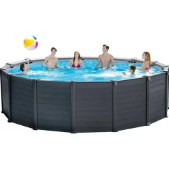 Zwembaden & Spa'S*vidaXL INTEX Zwembadset Graphite Gray Panel bovengronds 478x124 cm