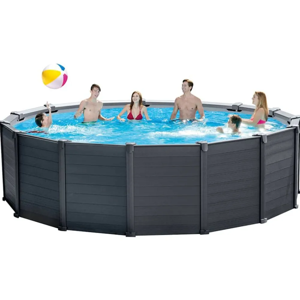 Zwembaden & Spa'S*vidaXL INTEX Zwembadset Graphite Gray Panel bovengronds 478x124 cm