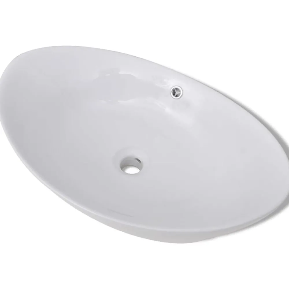 Sanitair & Loodgietersbenodigdheden*vidaXL Keramische wastafel ovaal 59 x 38,5 cm Wit