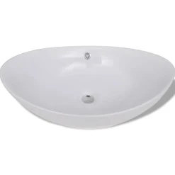 Sanitair & Loodgietersbenodigdheden*vidaXL Keramische wastafel ovaal 59 x 38,5 cm Wit