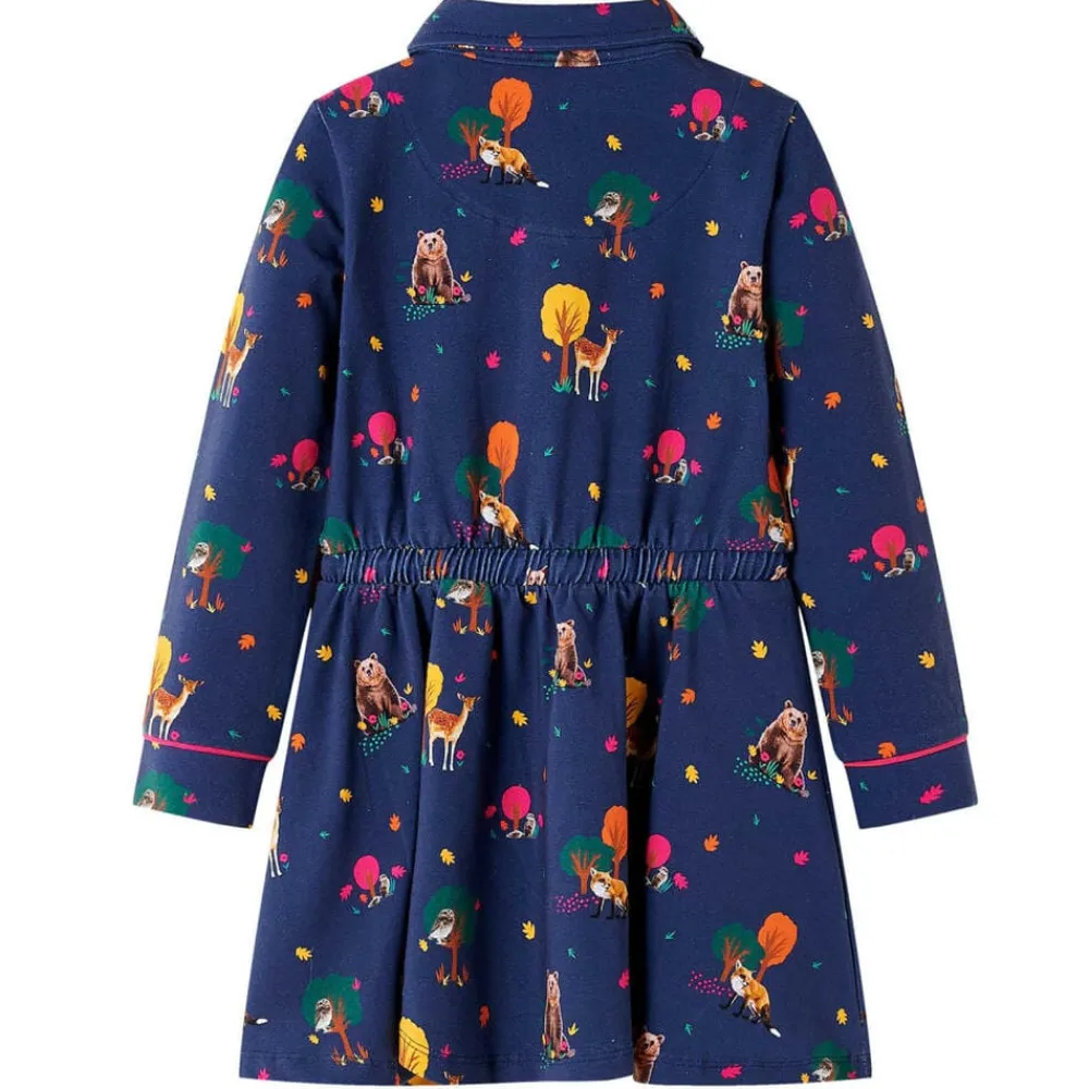 Kleding & Accessoires*vidaXL Kinderjurk lange mouwen en trekkoord 92 marineblauw