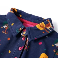 Kleding & Accessoires*vidaXL Kinderjurk lange mouwen en trekkoord 92 marineblauw