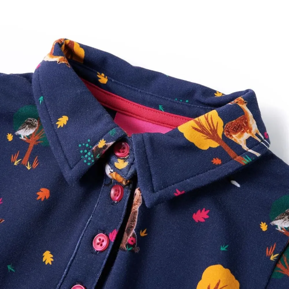 Kleding & Accessoires*vidaXL Kinderjurk lange mouwen en trekkoord 92 marineblauw