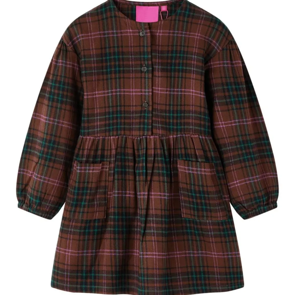 Kleding & Accessoires*vidaXL Kinderjurk met lange mouwen 92 cognackleurig