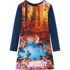 Kleding & Accessoires*vidaXL Kinderjurk met lange mouwen 116 Marineblauw