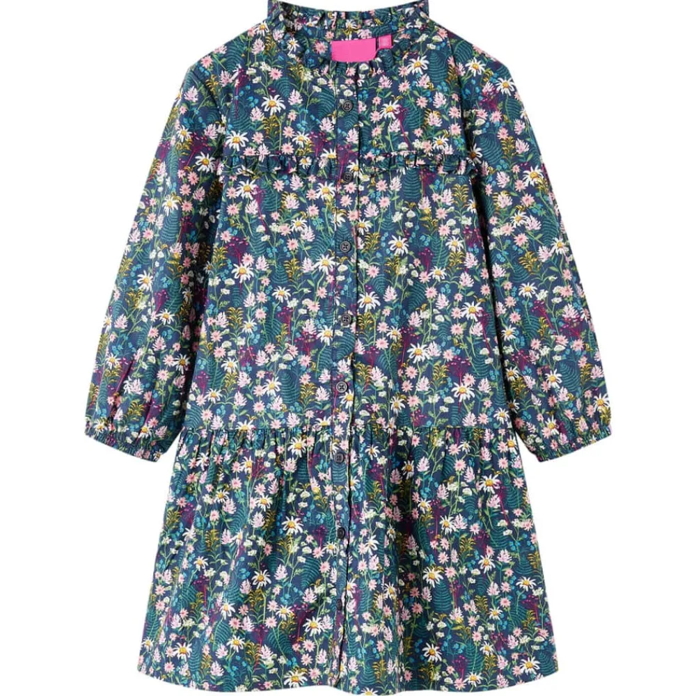 Kleding & Accessoires*vidaXL Kinderjurk met lange mouwen 92 donkerblauw