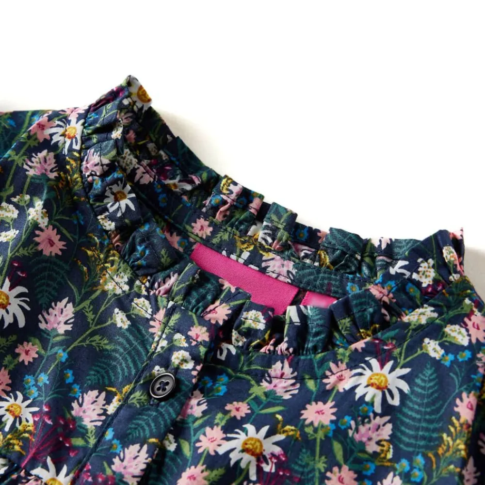 Kleding & Accessoires*vidaXL Kinderjurk met lange mouwen 92 donkerblauw
