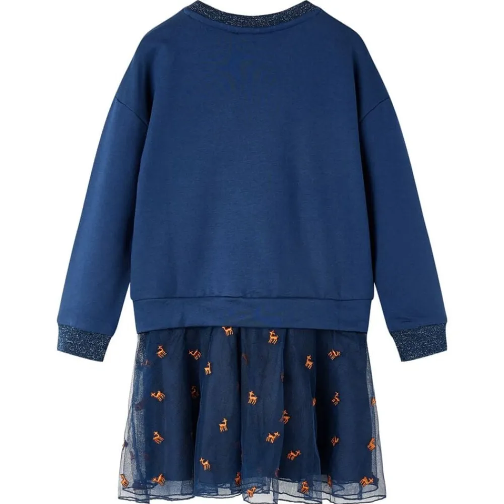 Kinderjurk met lange mouwen 92 marineblauw>vidaXL Clearance
