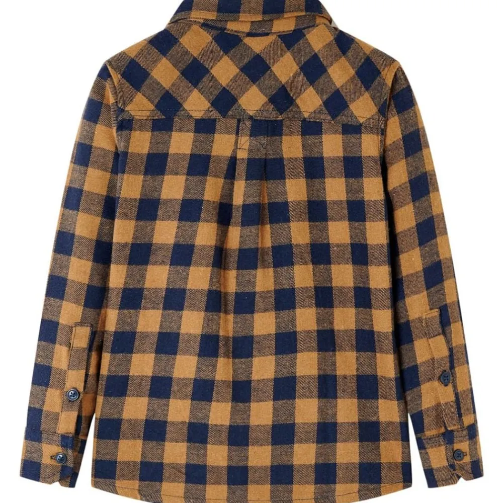 Kinderoverhemd geruit 92 cognackleurig en blauw>vidaXL Clearance