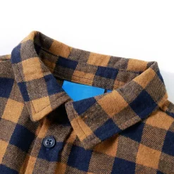 Kinderoverhemd geruit 92 cognackleurig en blauw><noscript><img width=