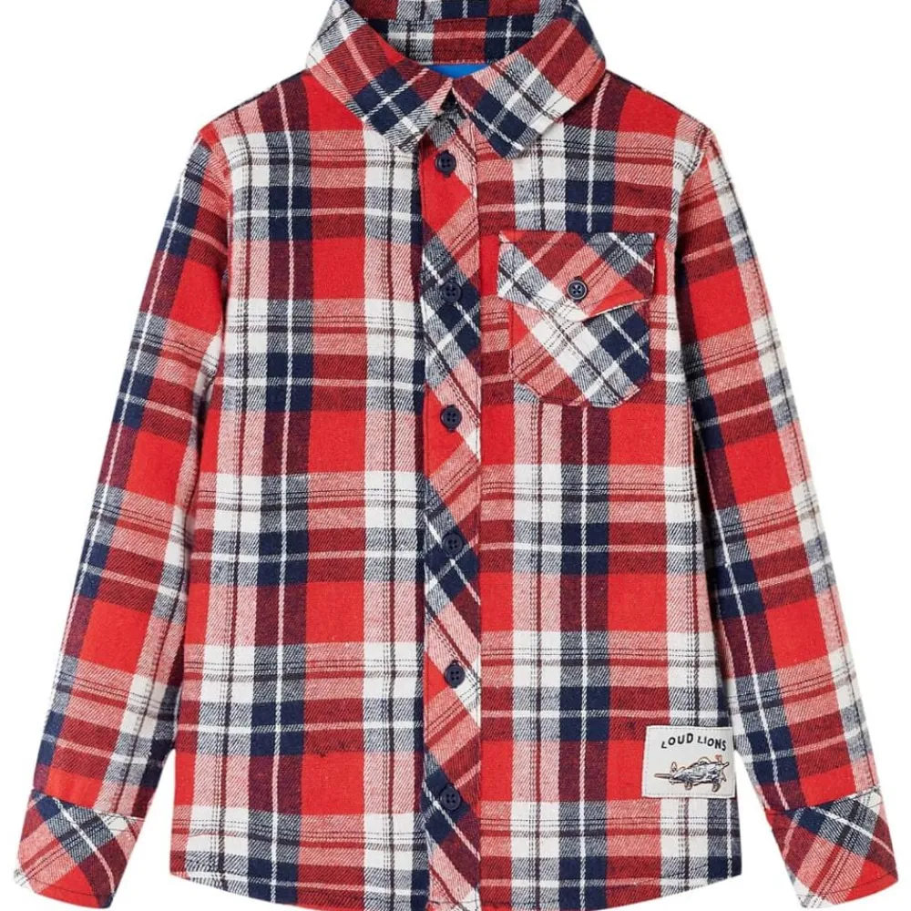 Kinderoverhemd geruit 104 rood en marineblauw>vidaXL New
