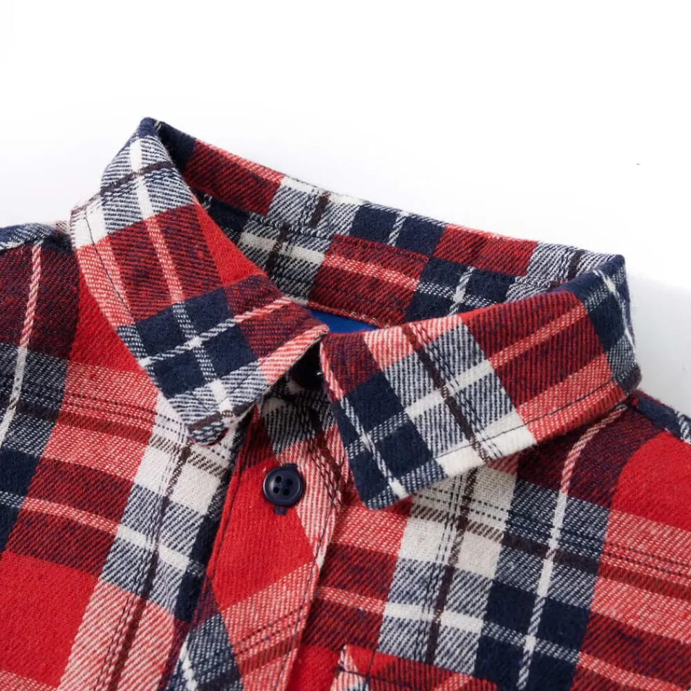 Kinderoverhemd geruit 104 rood en marineblauw>vidaXL New