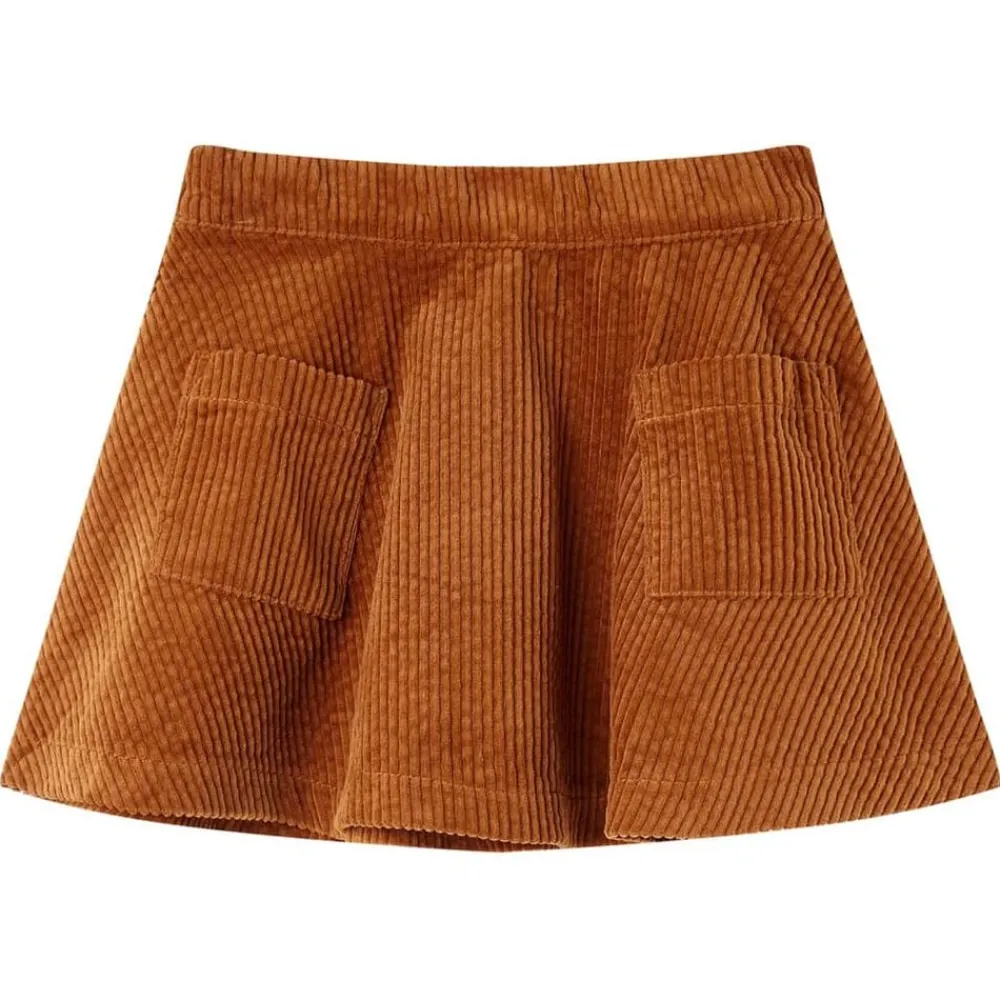 Kleding & Accessoires*vidaXL Kinderrok met zakken ribfluweel 92 kleurig Cognac
