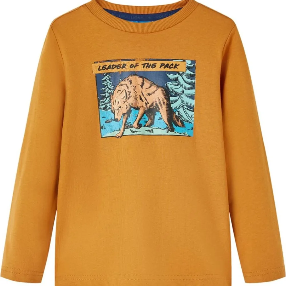 Kindershirt met lange mouwen 104 donkerokerkleurig>vidaXL Online