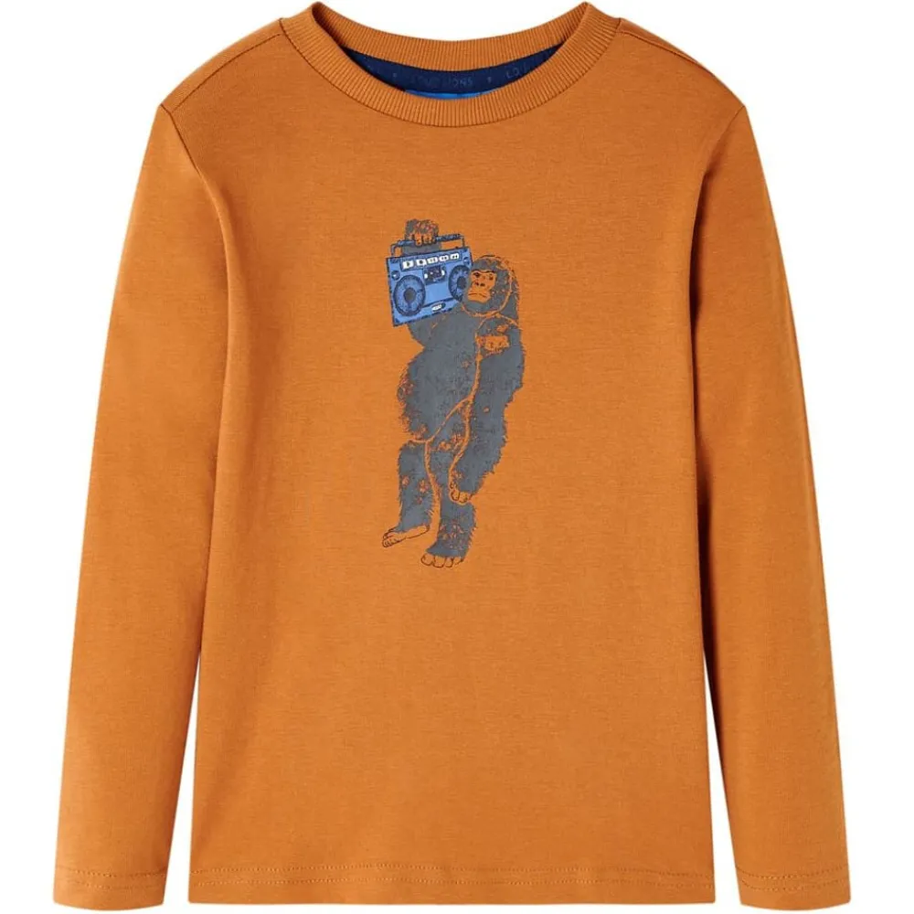 Kleding & Accessoires*vidaXL Kindershirt met lange mouwen 92 donkerokerkleurig