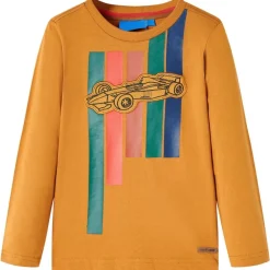 Kleding & Accessoires*vidaXL Kindershirt met lange mouwen 104 donkerkleurig Oker