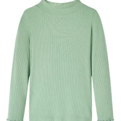 Kindershirt met lange mouwen lage col 128 donkermintkleurig>vidaXL