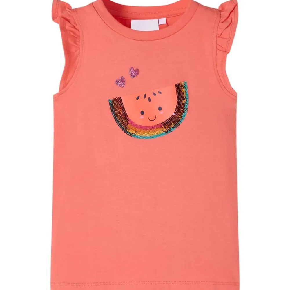 Kleding & Accessoires*vidaXL Kindershirt met ruches aan de mouwen 116 kleurig Koraal