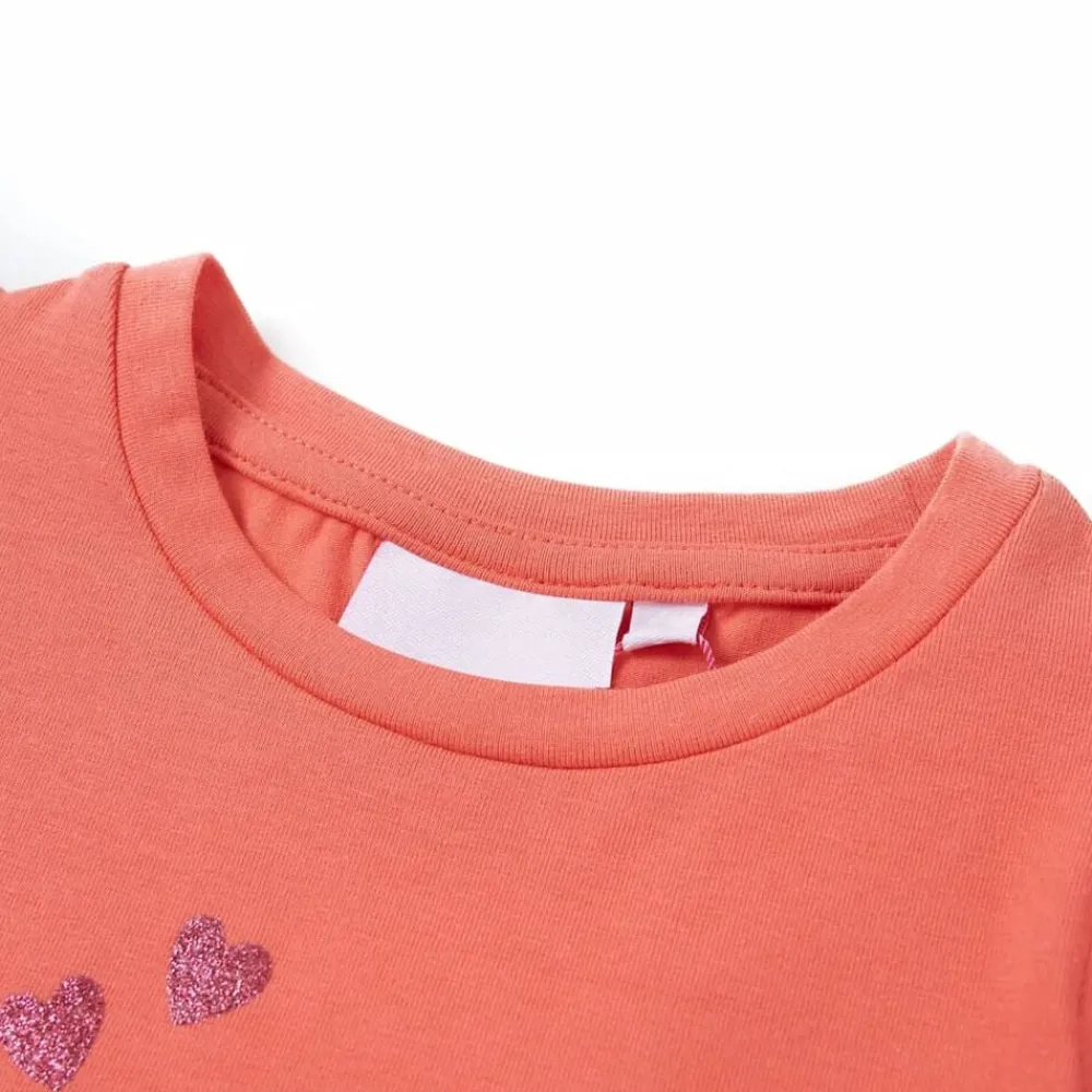 Kleding & Accessoires*vidaXL Kindershirt met ruches aan de mouwen 116 kleurig Koraal