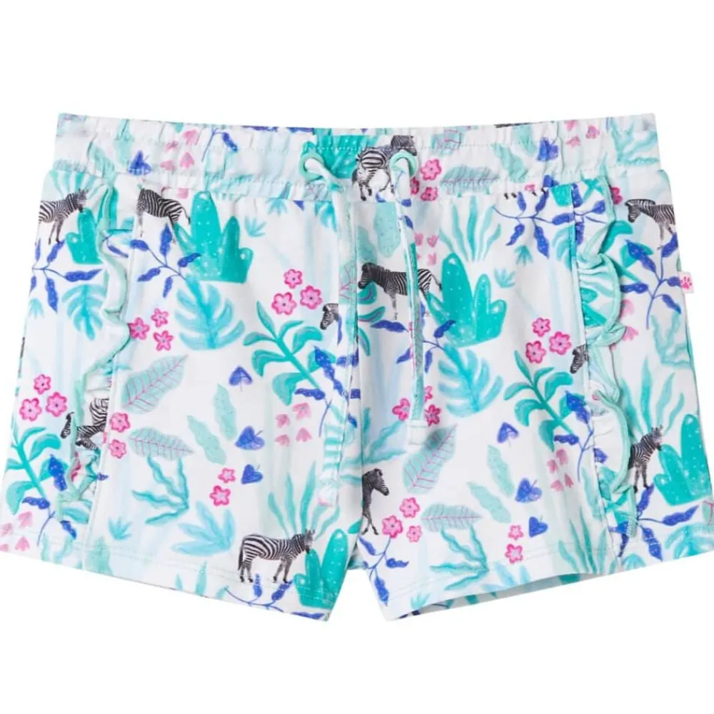 Kleding & Accessoires*vidaXL Kindershorts met trekkoord 128 ecru en donkermint