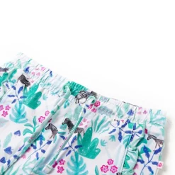 Kleding & Accessoires*vidaXL Kindershorts met trekkoord 128 ecru en donkermint