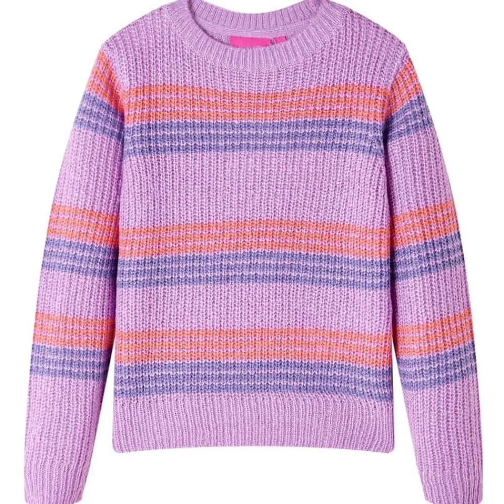 Kindertrui gebreid met strepen 92 lila en roze>vidaXL Discount