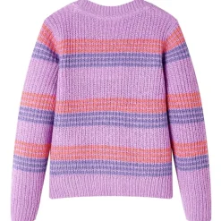 Kindertrui gebreid met strepen 92 lila en roze>vidaXL Discount